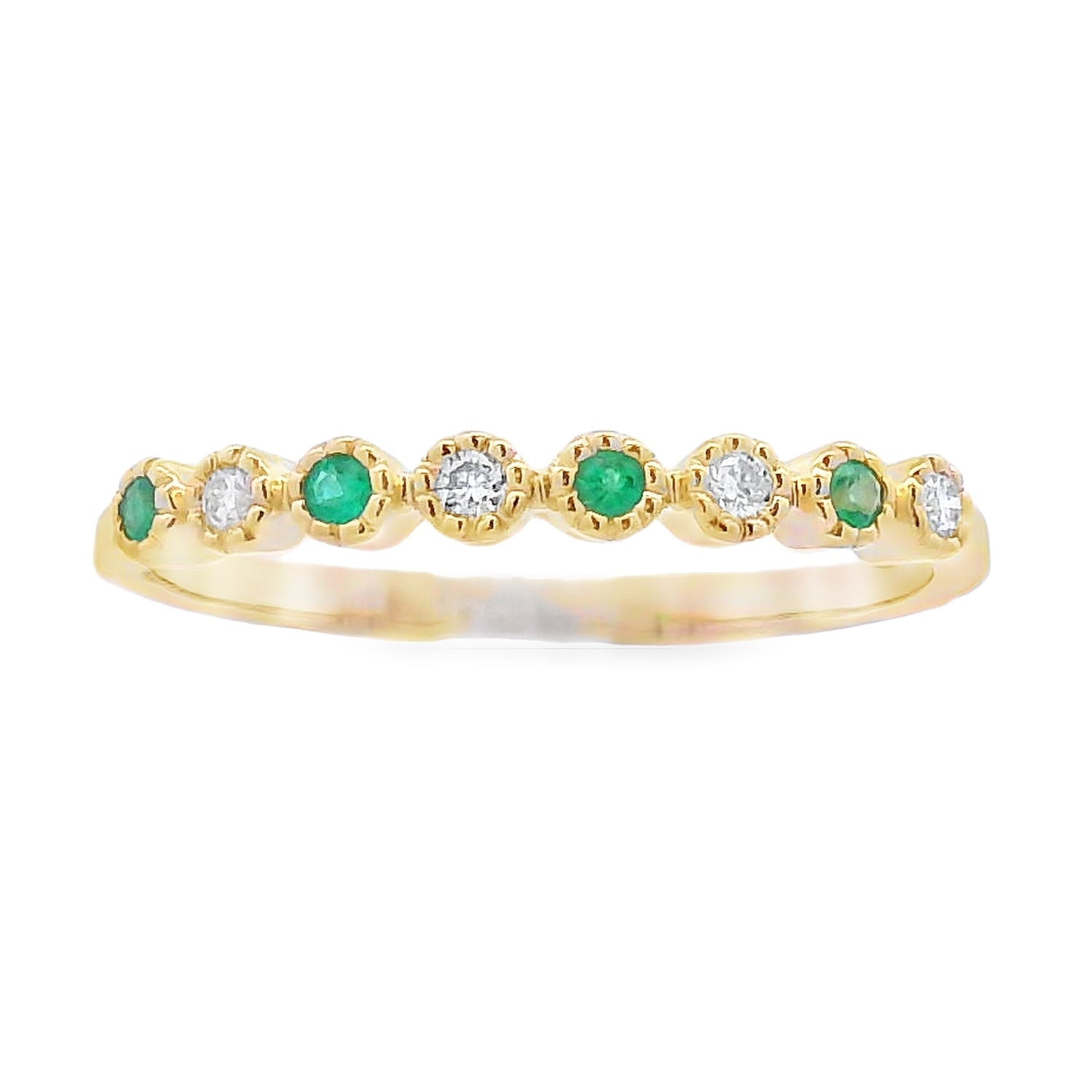 Emerald Diamond stackable band set 14KT Yellow Gold by Bids.com