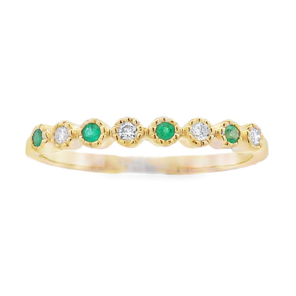Emerald Diamond stackable band set 14KT Yellow Gold by Bids.com