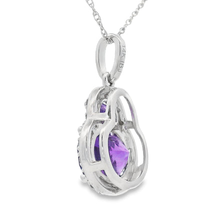 Amethyst Diamond Fashion Pendants 14KT White Gold by Bids.com