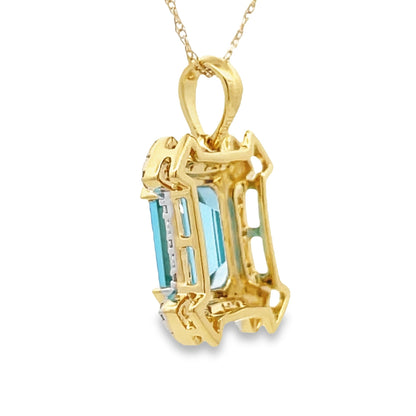 Blue Topaz Diamond Fashion Pendants 10KT Yellow Gold by Bids.com