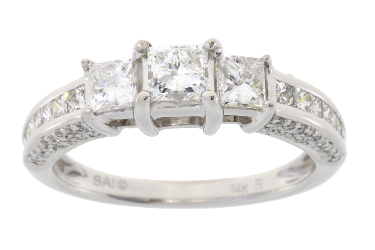Genuine 1.50ct Diamond 3 Stone Ring 14KT White Gold by Bids.com