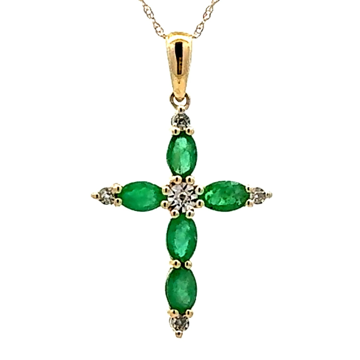 .65ct Emerald Cross Religious Pendant 10KT Yellow Gold by Bids.com