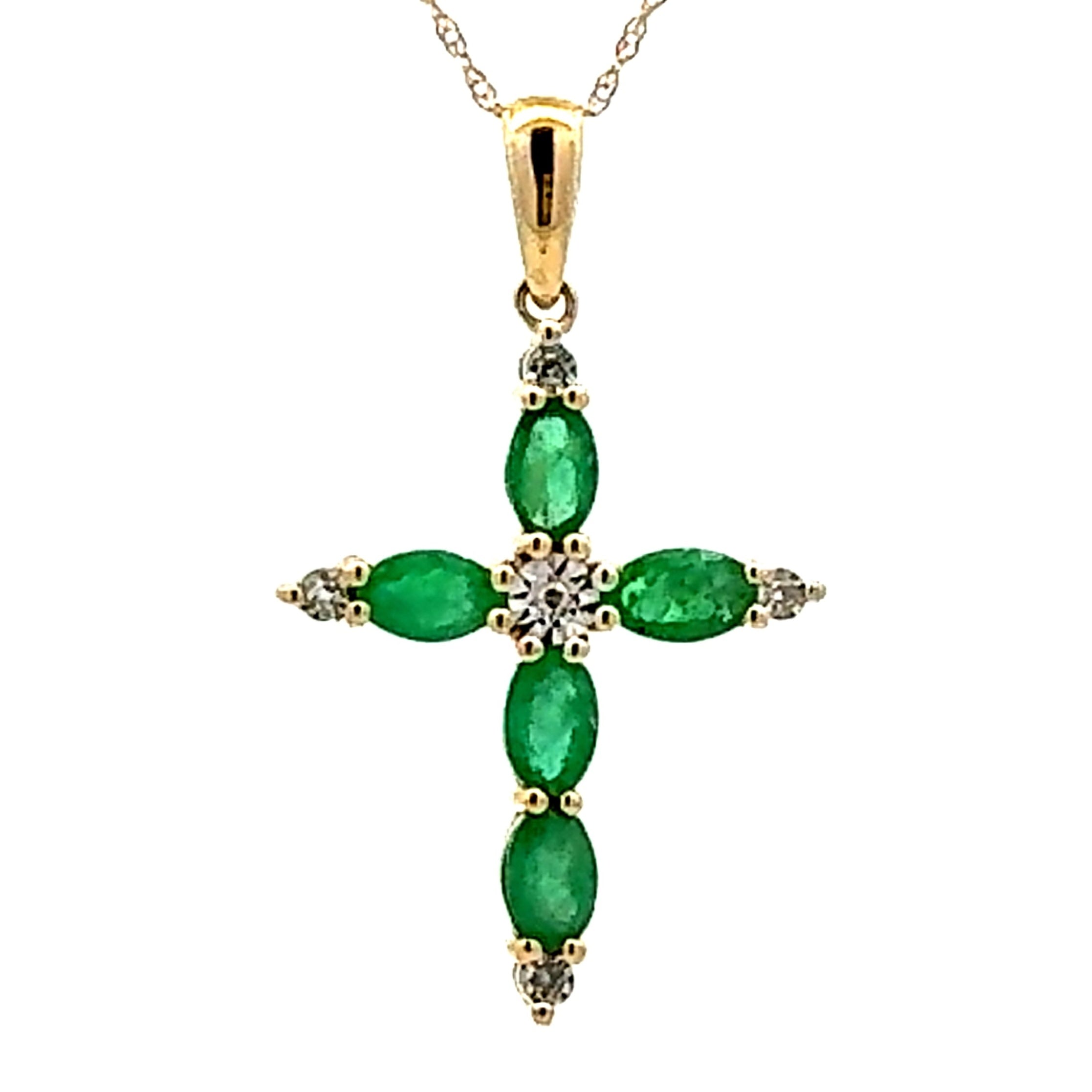 .65ct Emerald Cross Religious Pendant 10KT Yellow Gold by Bids.com