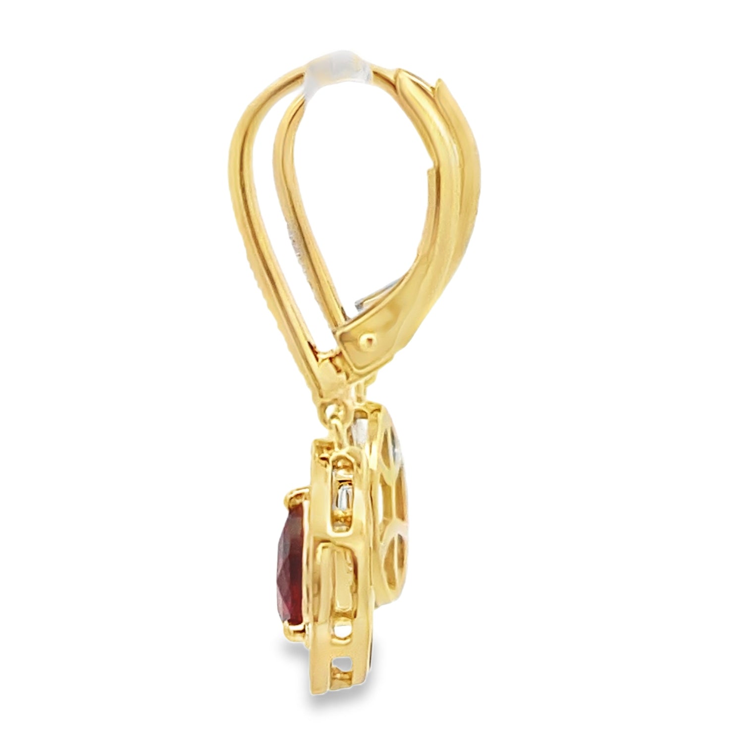 1.05ct Garnet Diamond Dangle Earrings 10KT Yellow Gold by Bids.com