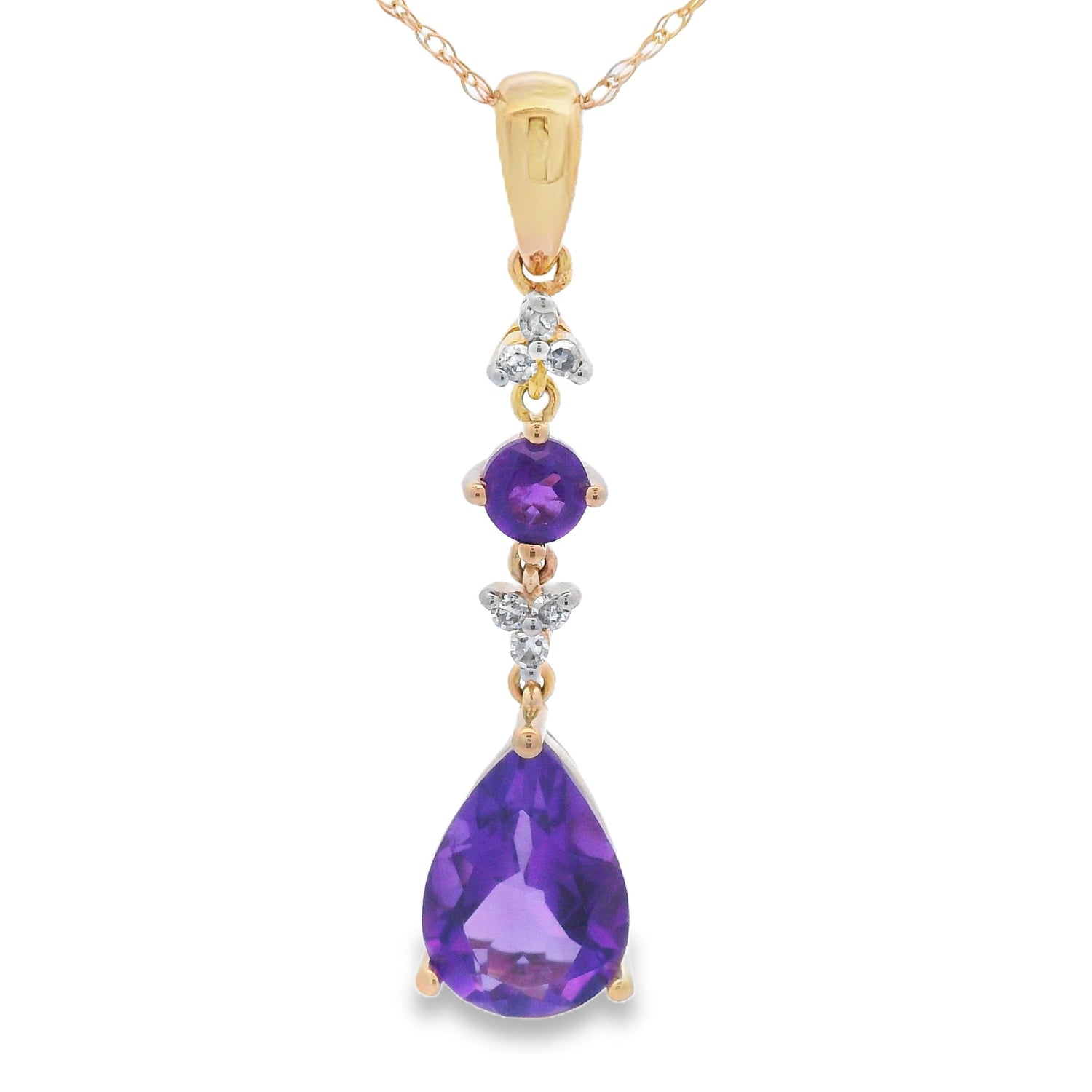 Amethyst Diamond Fashion Pendants 10KT Yellow Gold by Bids.com