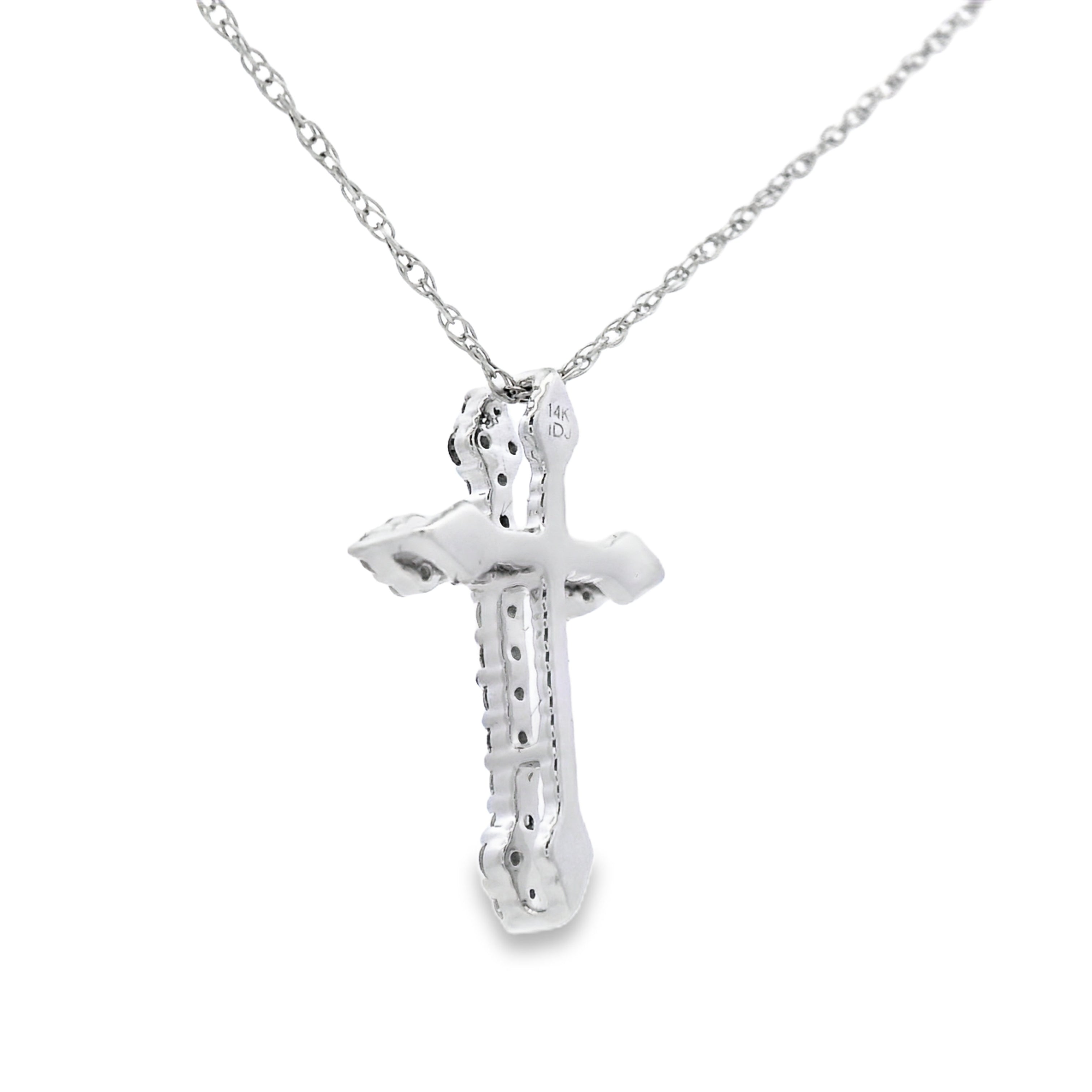 .16ct Diamond Cross Religious Pendant 14KT White Gold by Bids.com