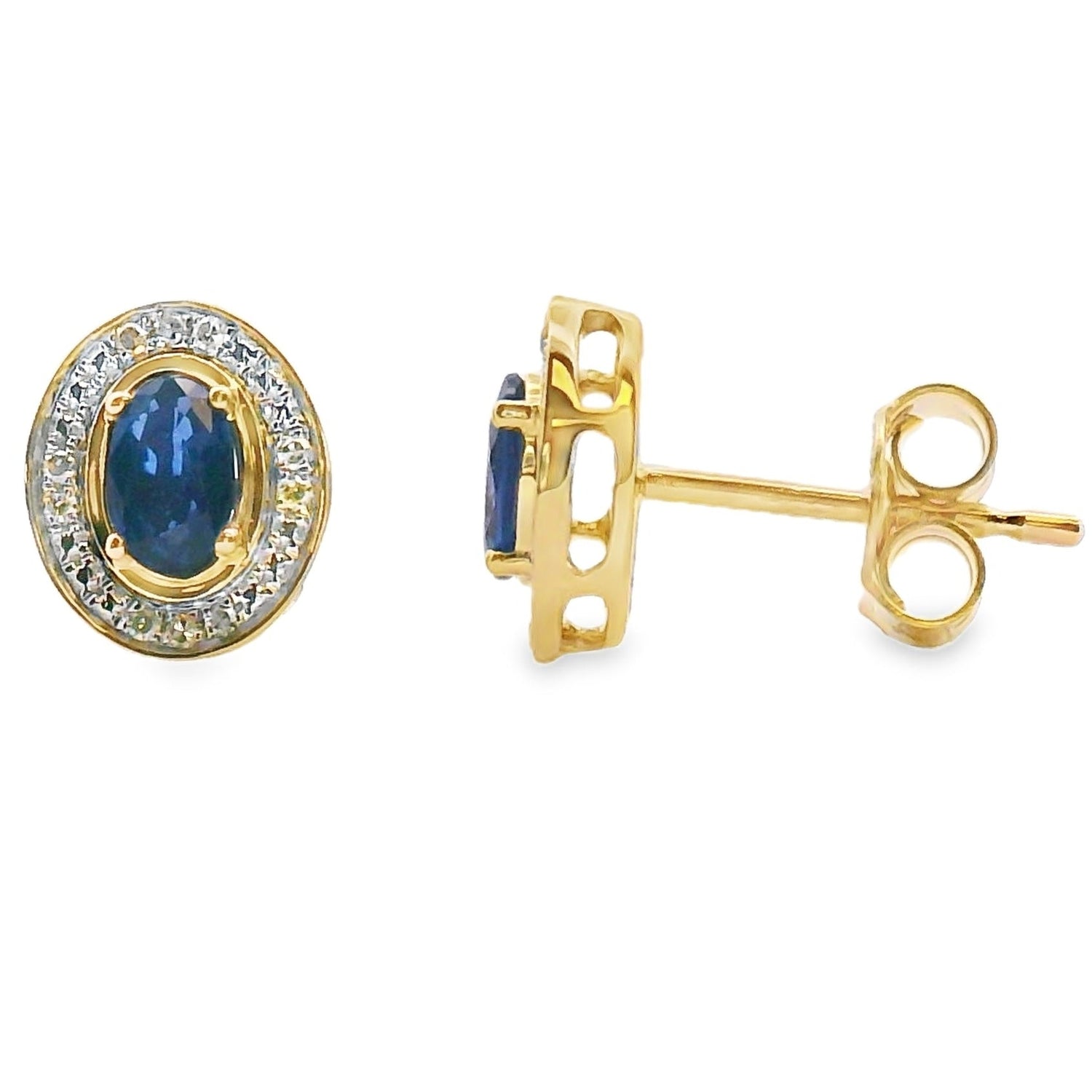 .61ct Sapphire Diamond Earrings 10KT Yellow Gold by Bids.com