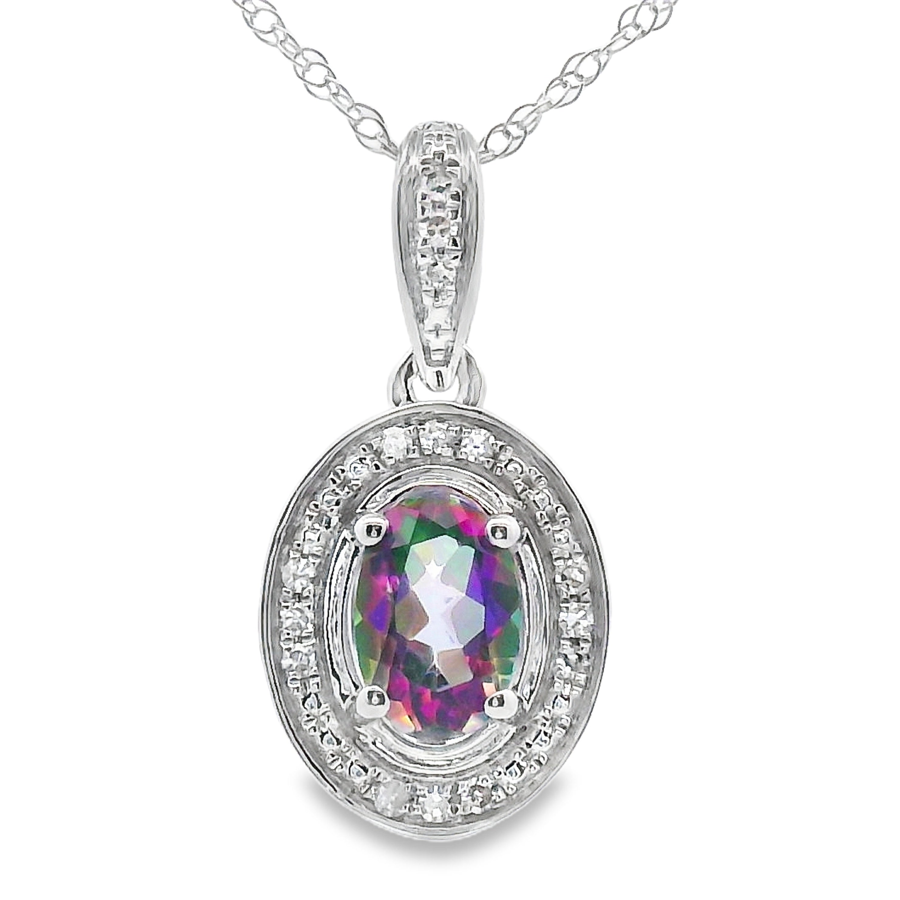 Mystic Fire Topaz Fashion Pendants 10KT White Gold by Bids.com
