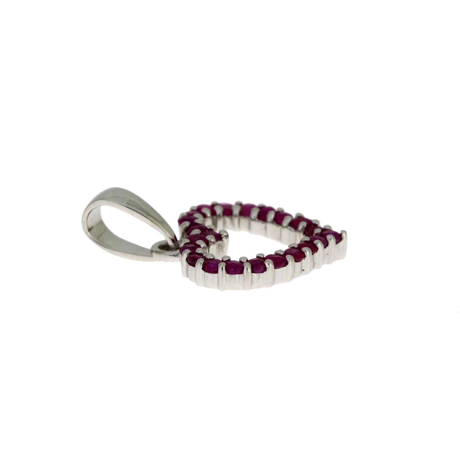 Natural .37ct Ruby Heart Love Pendant 10KT White Gold by Bids.com