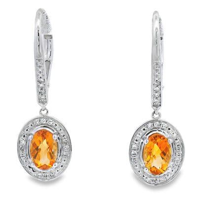 1.04ct Citrine Diamond Dangle Earrings 10KT White Gold by Bids.com