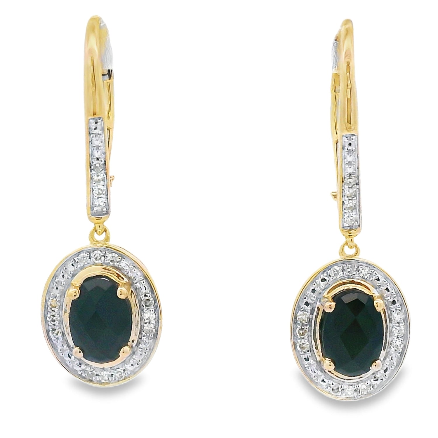 1.05ct Onyx Diamond Dangle Earrings 10KT Yellow Gold by Bids.com