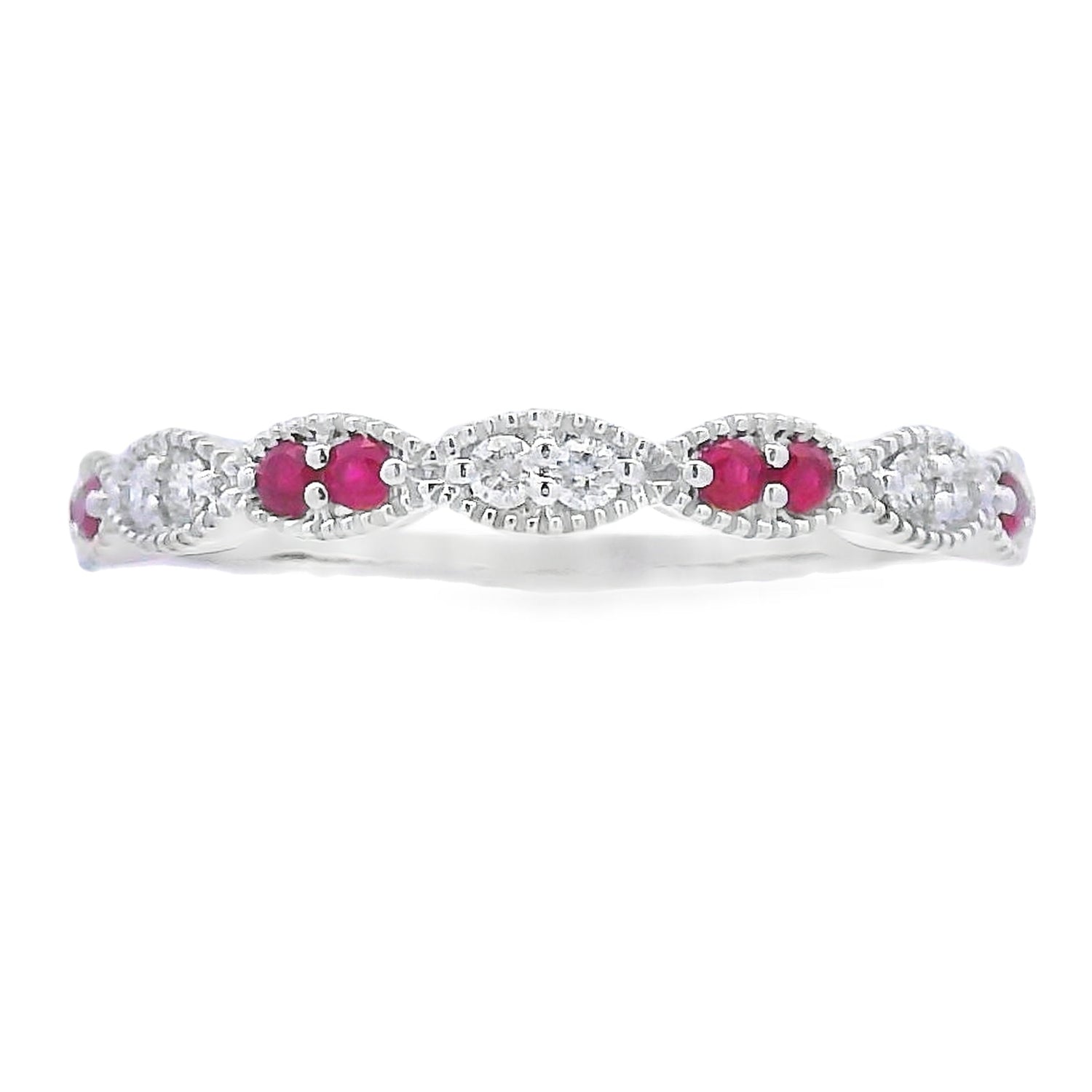 .25ct Ruby Diamond stackable band set 14KT White Gold by Bids.com