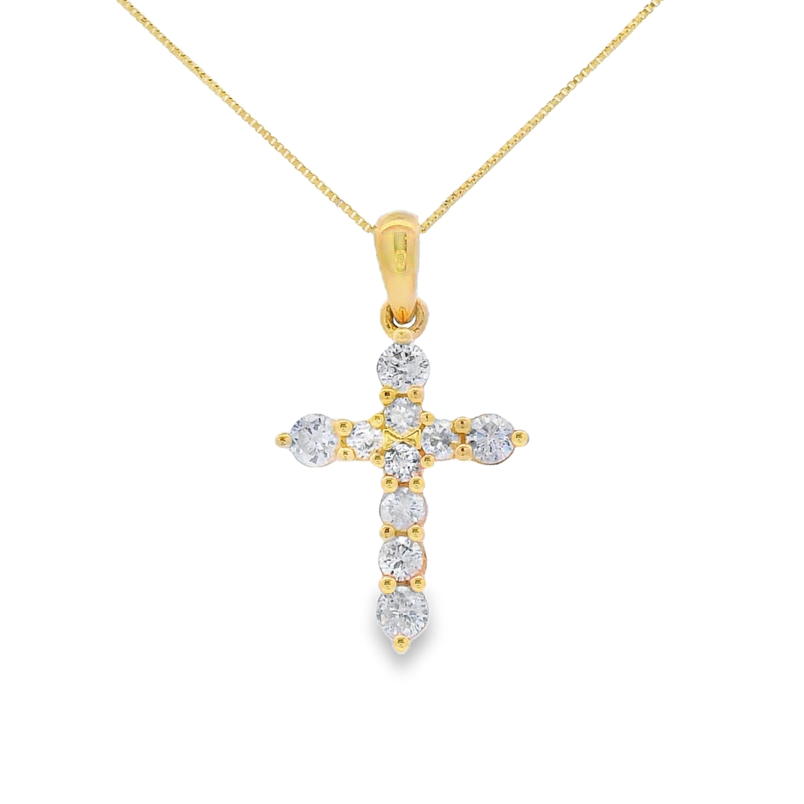 .30ct Diamond Cross Religious Pendant 14KT Yellow Gold by Bids.com