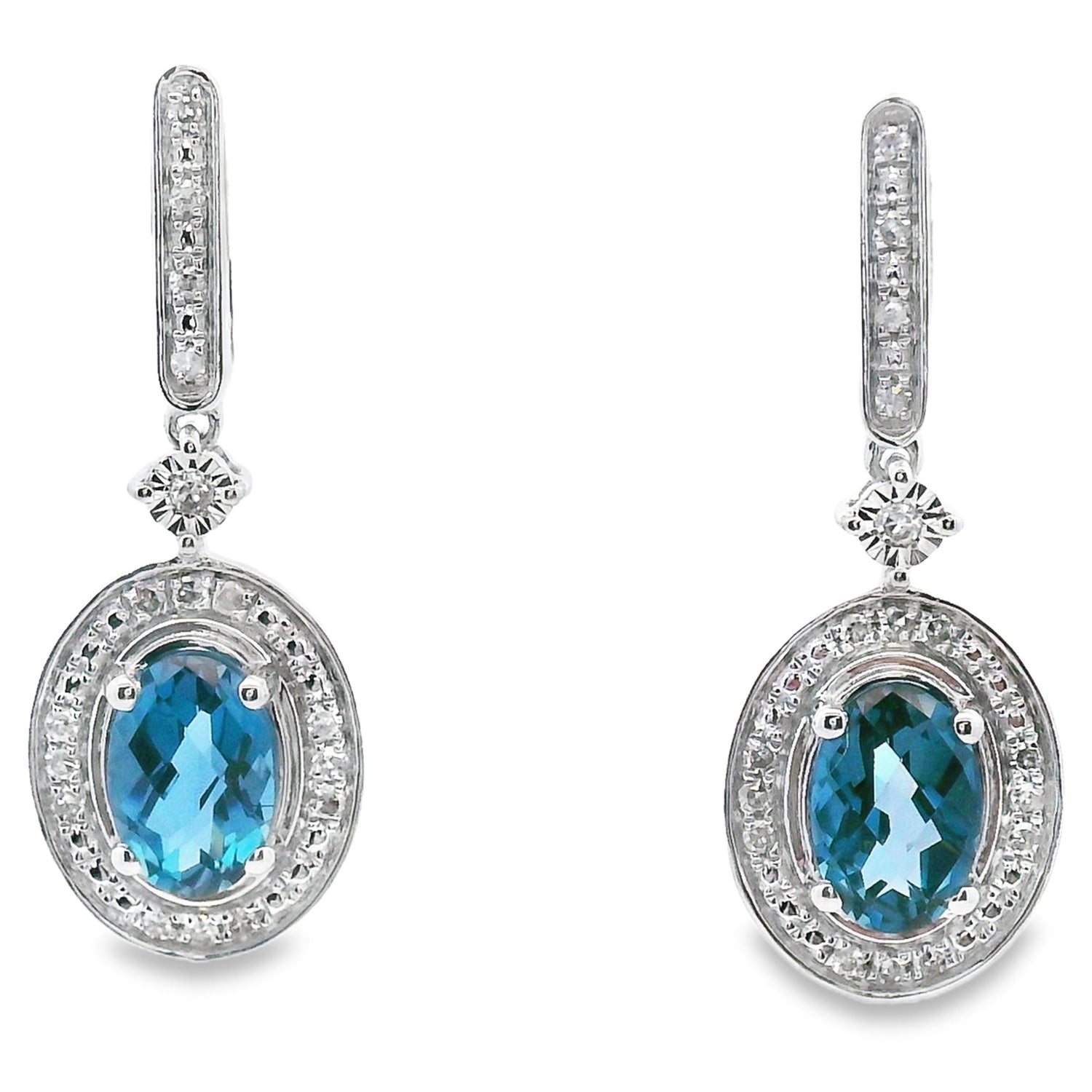 London Blue Topaz Dangle Earrings 10KT White Gold by Bids.com