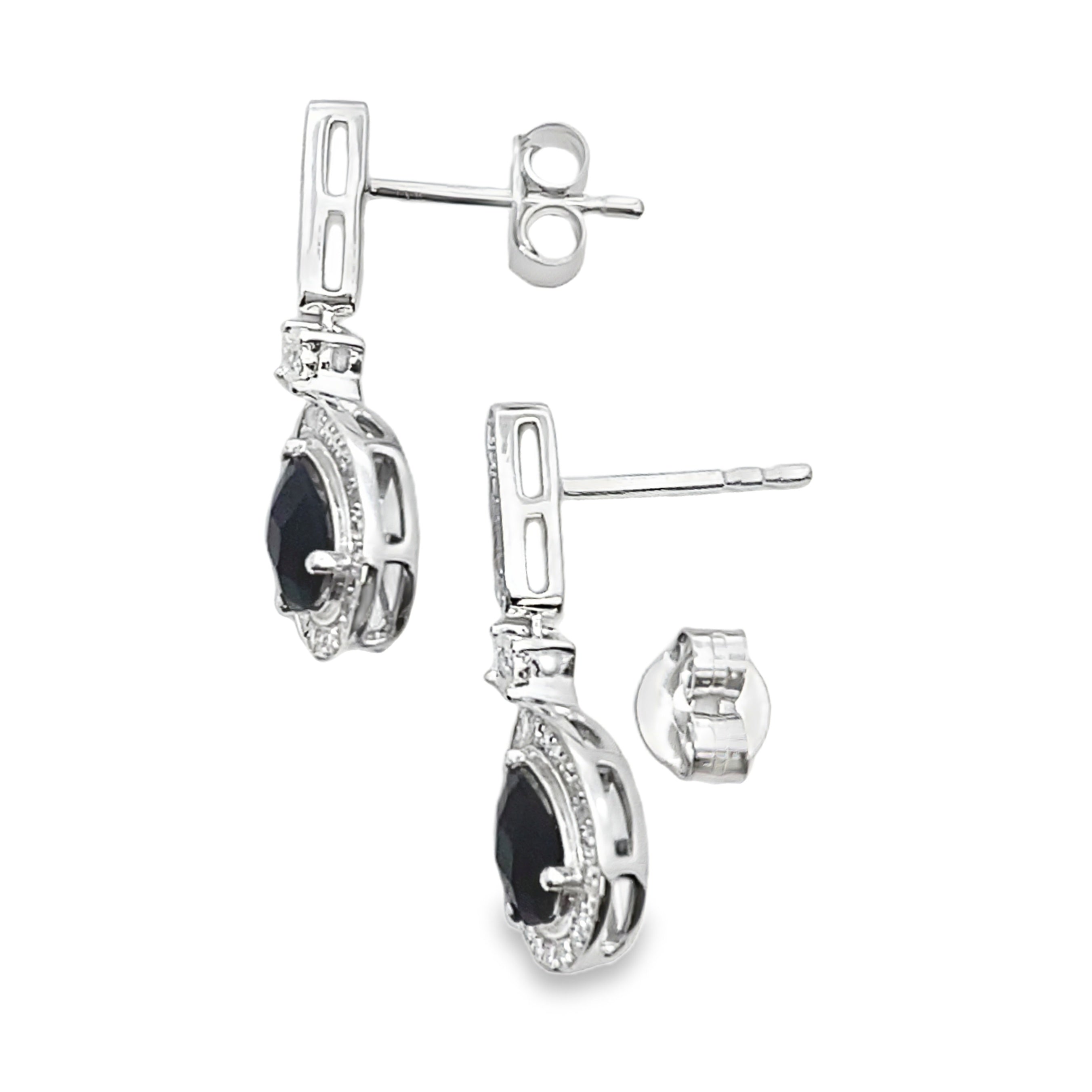 .84ct Onyx Diamond Dangle Earrings 10KT White Gold by Bids.com