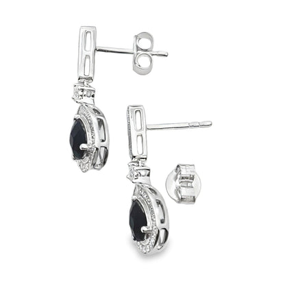 .84ct Onyx Diamond Dangle Earrings 10KT White Gold by Bids.com
