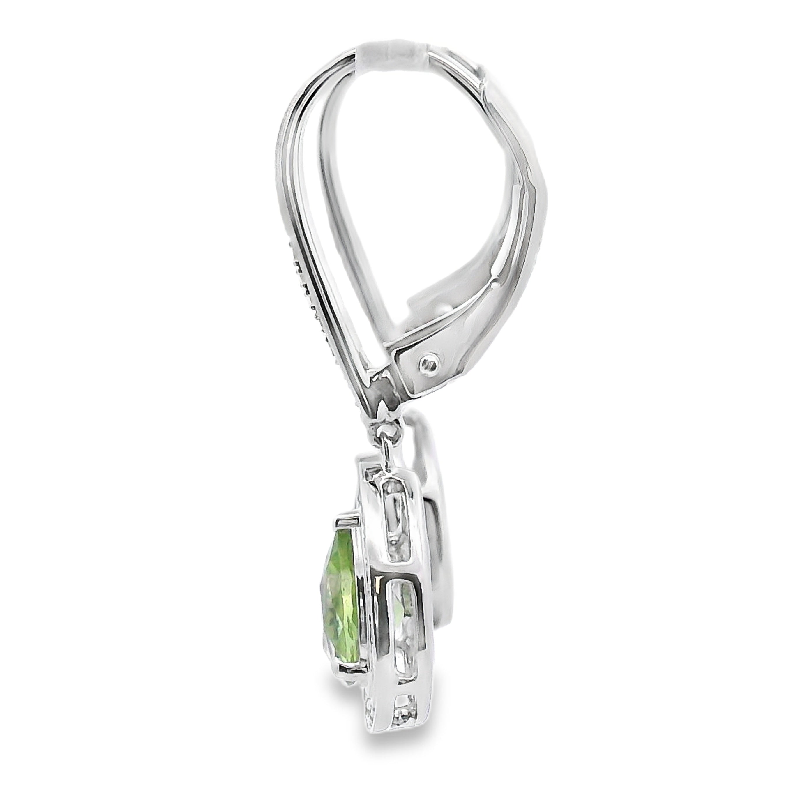 .96ct Peridot Diamond Dangle Earrings 10KT White Gold by Bids.com