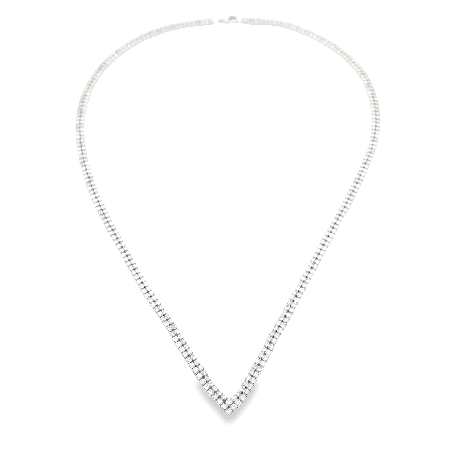 Natural 7.00ct Diamond Tennis Necklace 14KT White Gold by Bids.com