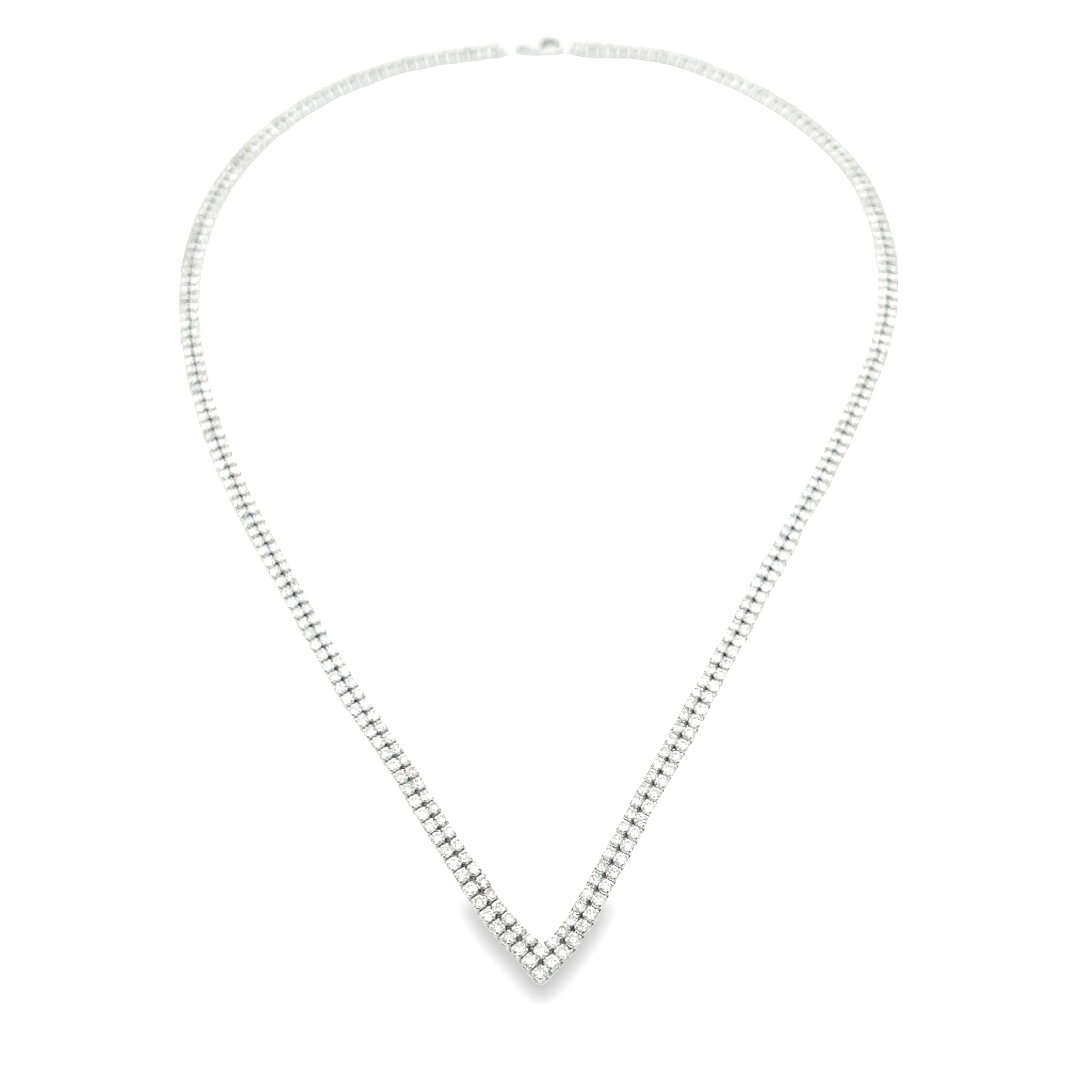 Natural 7.00ct Diamond Tennis Necklace 14KT White Gold by Bids.com