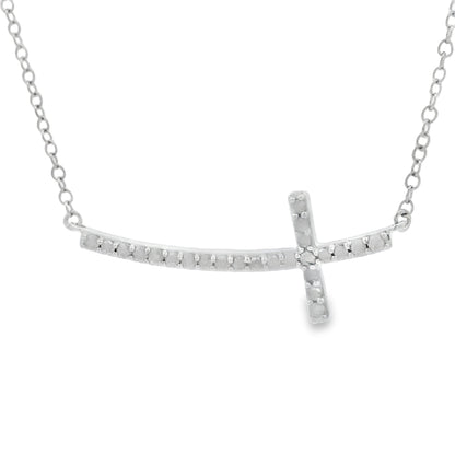.26ct Diamond Cross Religious Pendant Sterling Silver