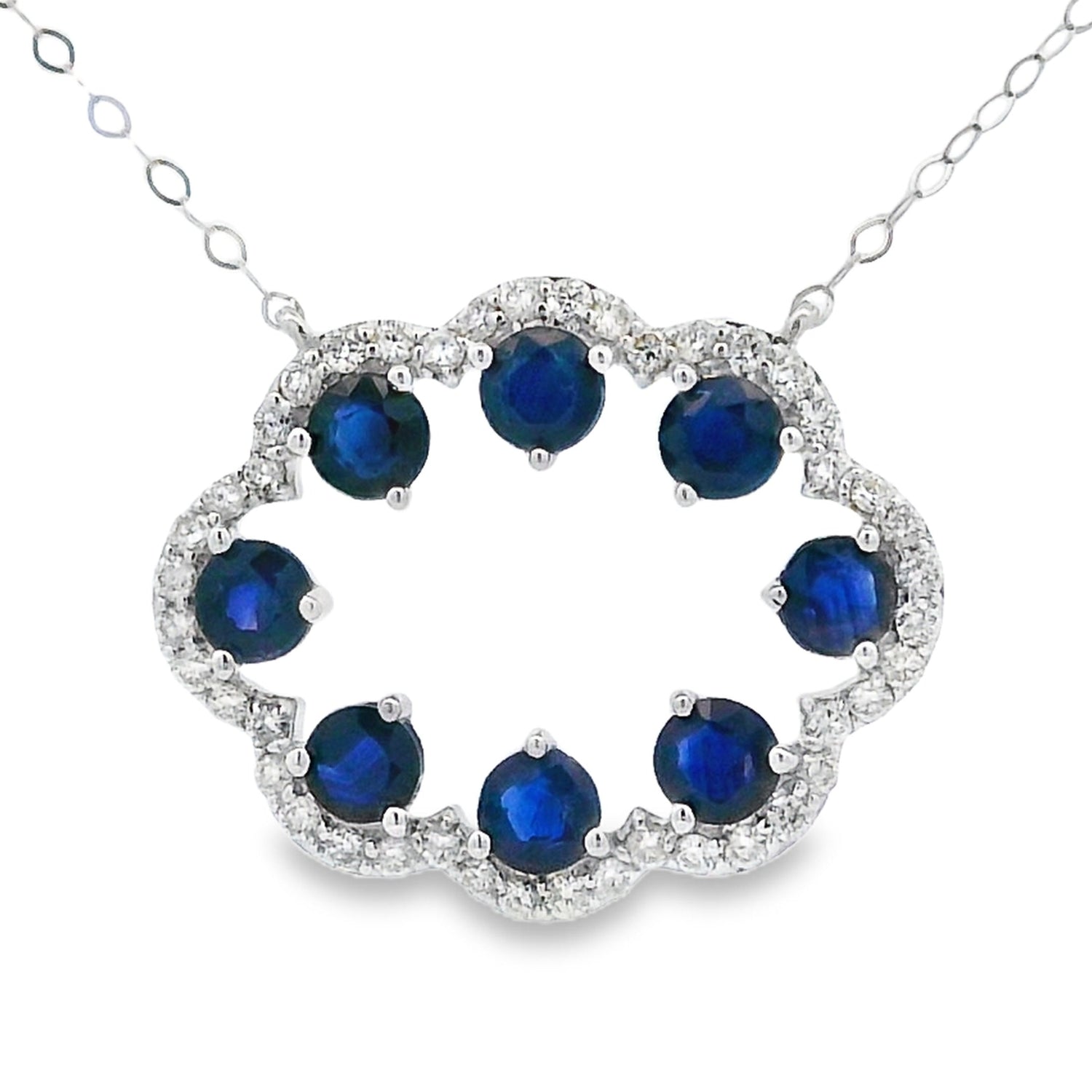 Sapphire Diamond Fashion Pendants 14KT White Gold by Bids.com