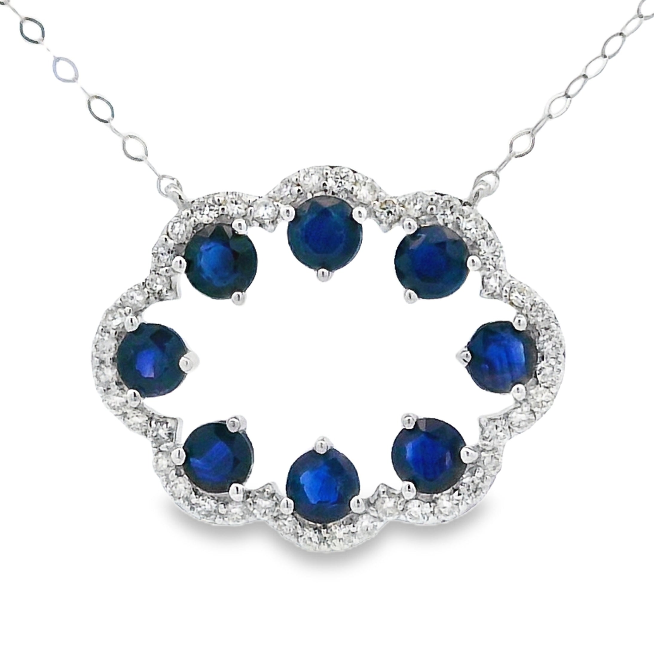 Sapphire Diamond Fashion Pendants 14KT White Gold by Bids.com