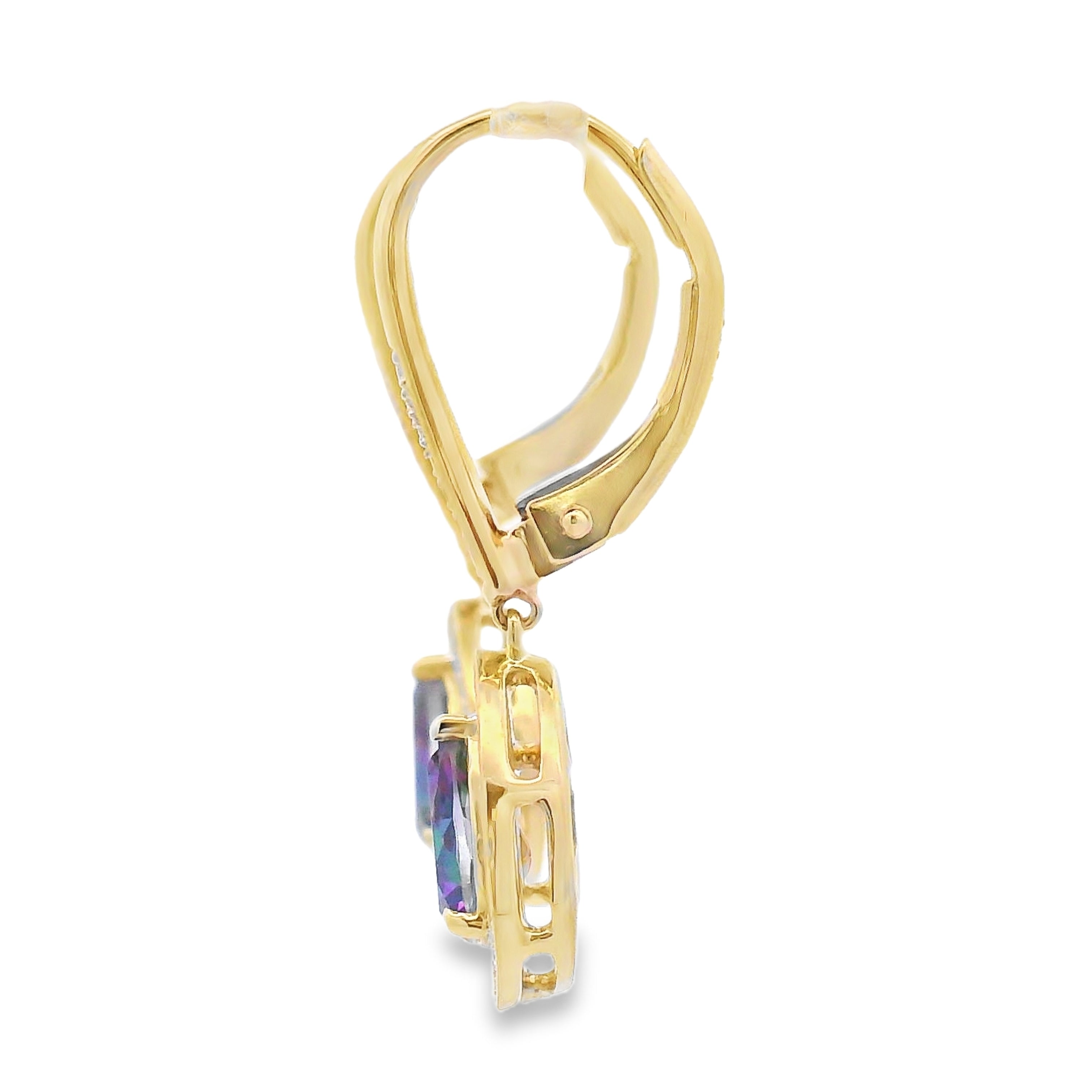 Mystic Fire Topaz Dangle Earrings 10KT Yellow Gold by Bids.com