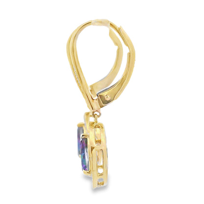 Mystic Fire Topaz Dangle Earrings 10KT Yellow Gold by Bids.com