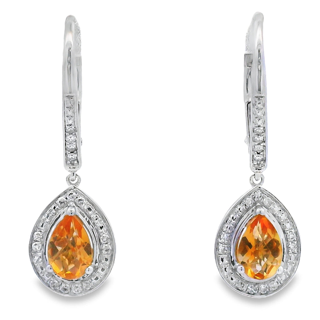 .88ct Amethyst Diamond Dangle Earrings 10KT White Gold by Bids.com