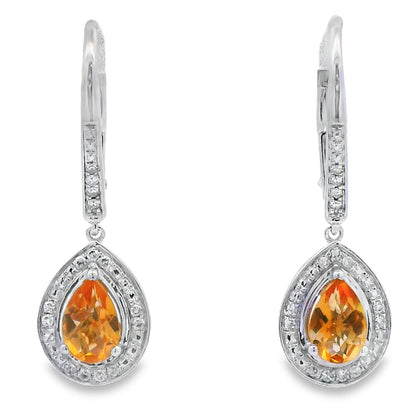 .88ct Amethyst Diamond Dangle Earrings 10KT White Gold by Bids.com
