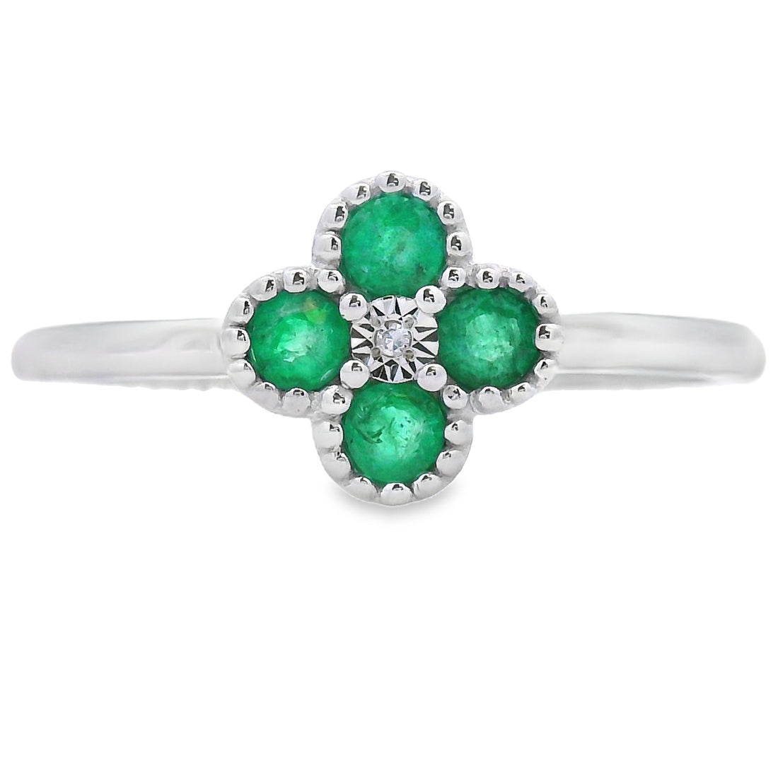 Genuine .15ct Emerald Diamond Ring 10KT White Gold by Bids.com