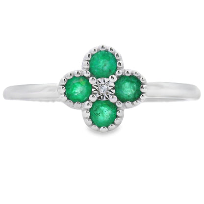 Genuine .15ct Emerald Diamond Ring 10KT White Gold by Bids.com