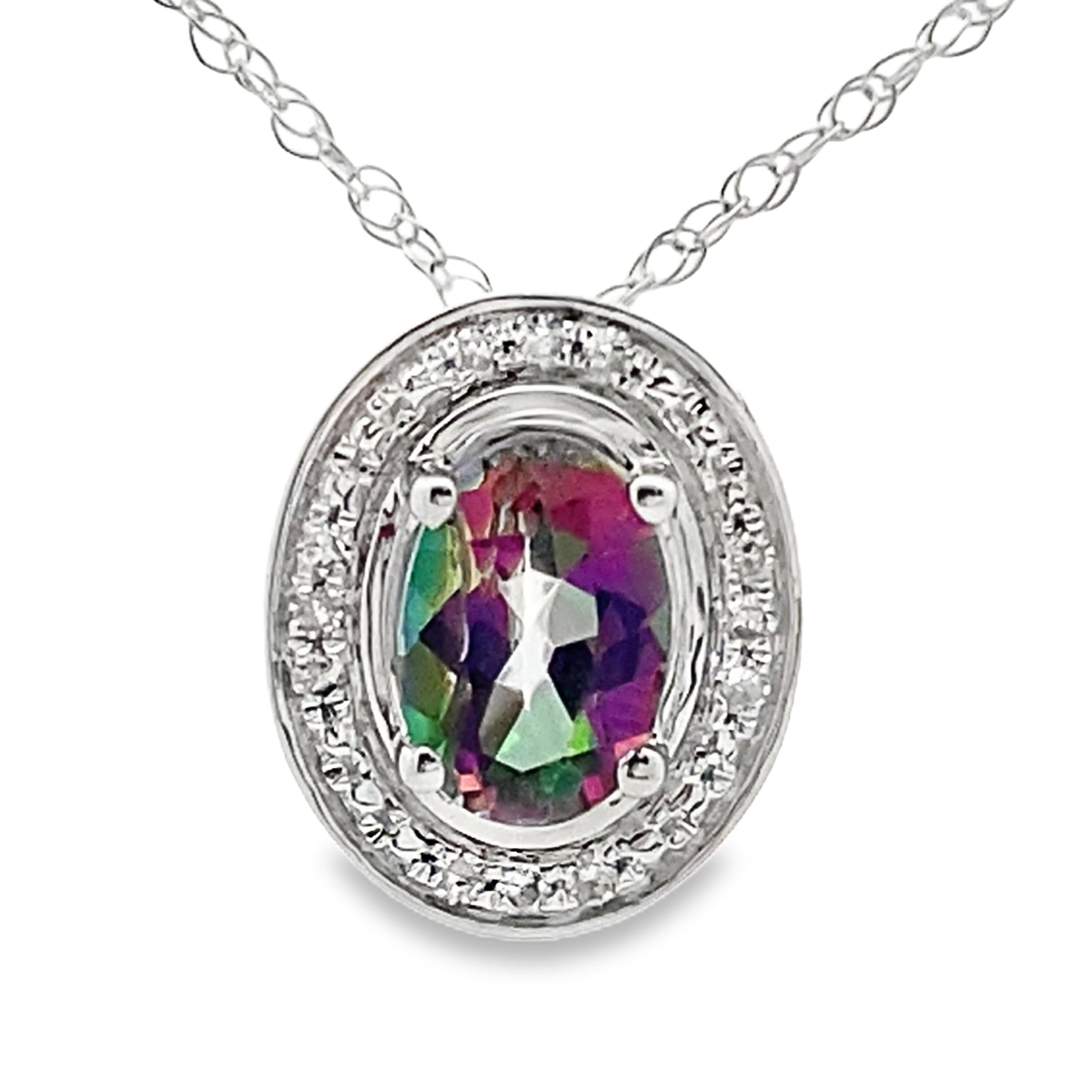 Mystic Fire Topaz Fashion Pendants 10KT White Gold by Bids.com