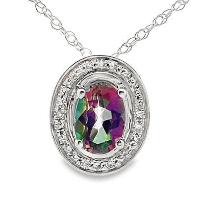 Mystic Fire Topaz Fashion Pendants 10KT White Gold by Bids.com