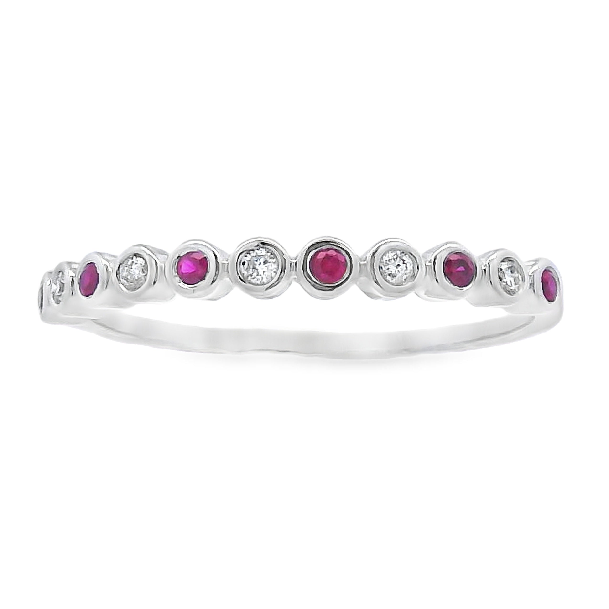 Sapphire Diamond stackable band set 14KT White Gold by Bids.com