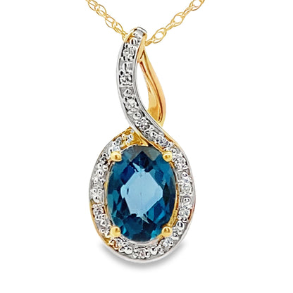 London Blue Topaz Fashion Pendants 10KT Yellow Gold by Bids.com