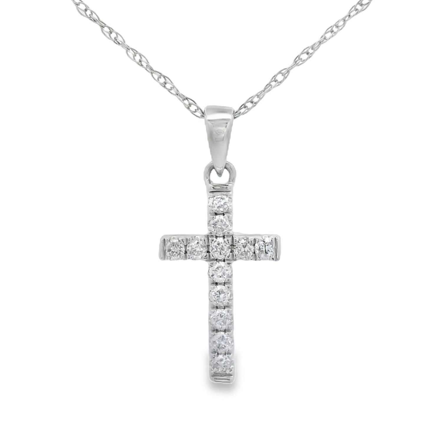 .11ct Diamond Cross Religious Pendant 14KT White Gold by Bids.com
