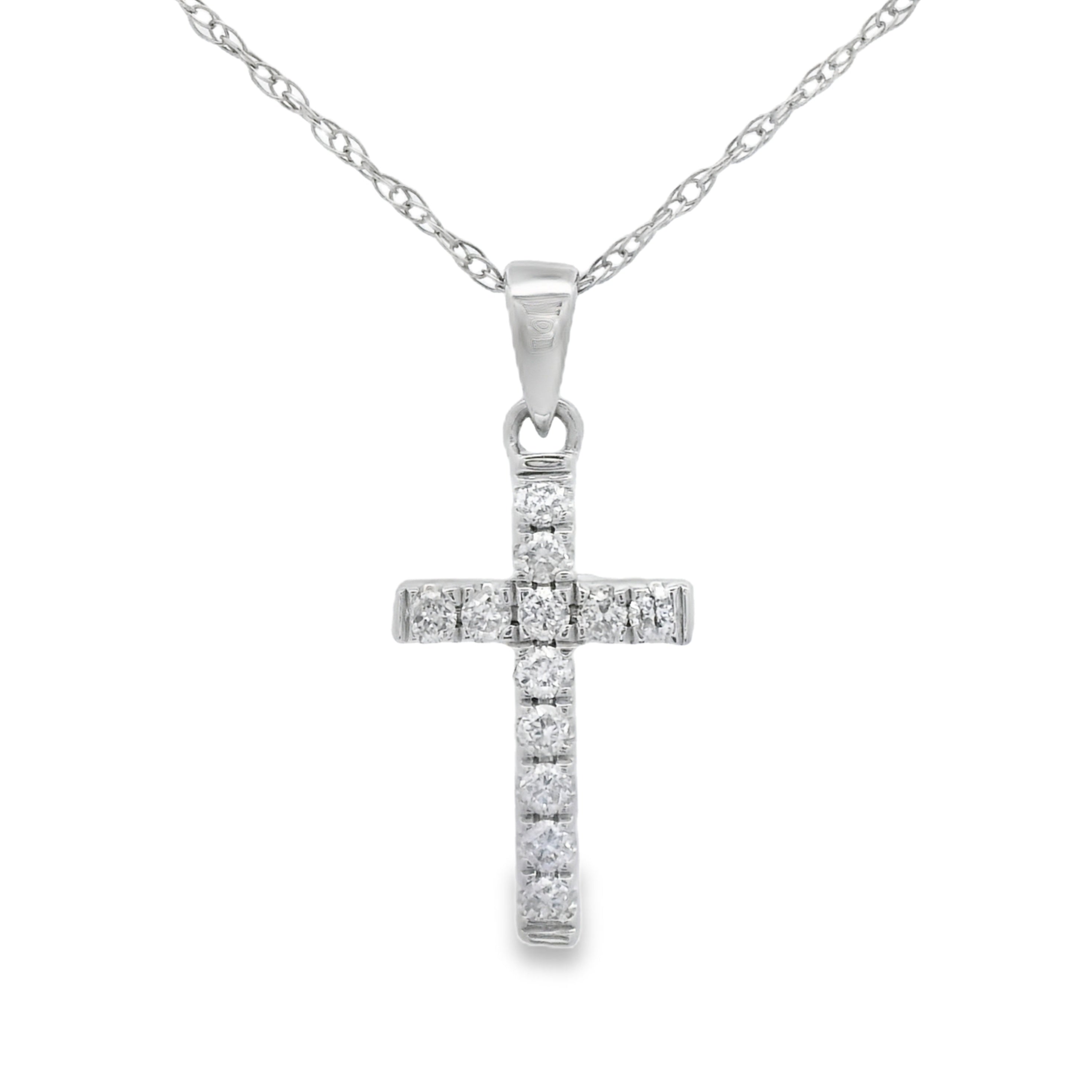 .11ct Diamond Cross Religious Pendant 14KT White Gold by Bids.com