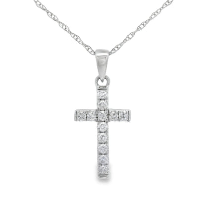 .11ct Diamond Cross Religious Pendant 14KT White Gold by Bids.com