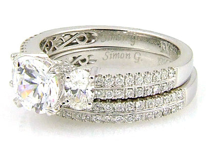 Natural 1.05ct Engagement Ring Set 18KT White Gold by Bids.com