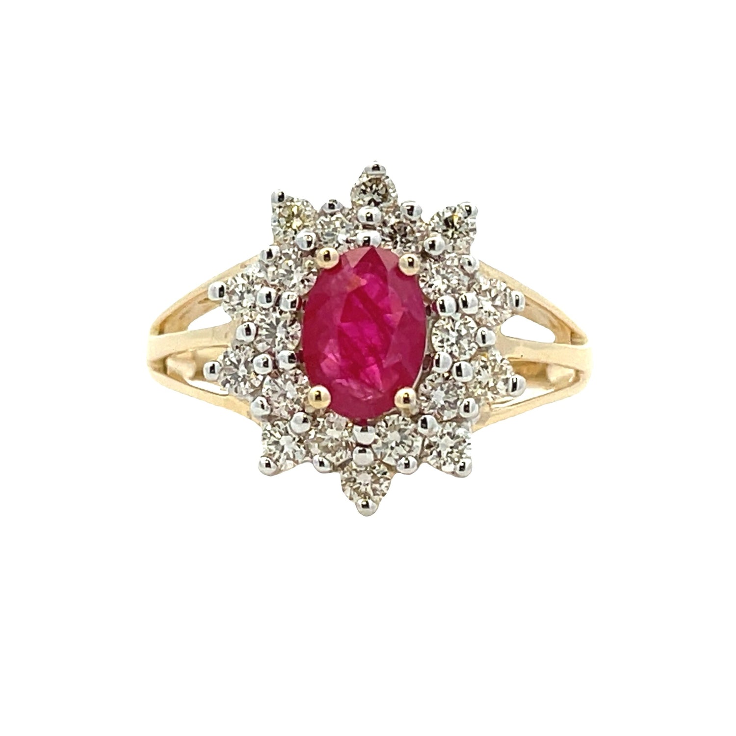Genuine 1.65ct Ruby Diamond Ring 14KT Yellow Gold by Bids.com