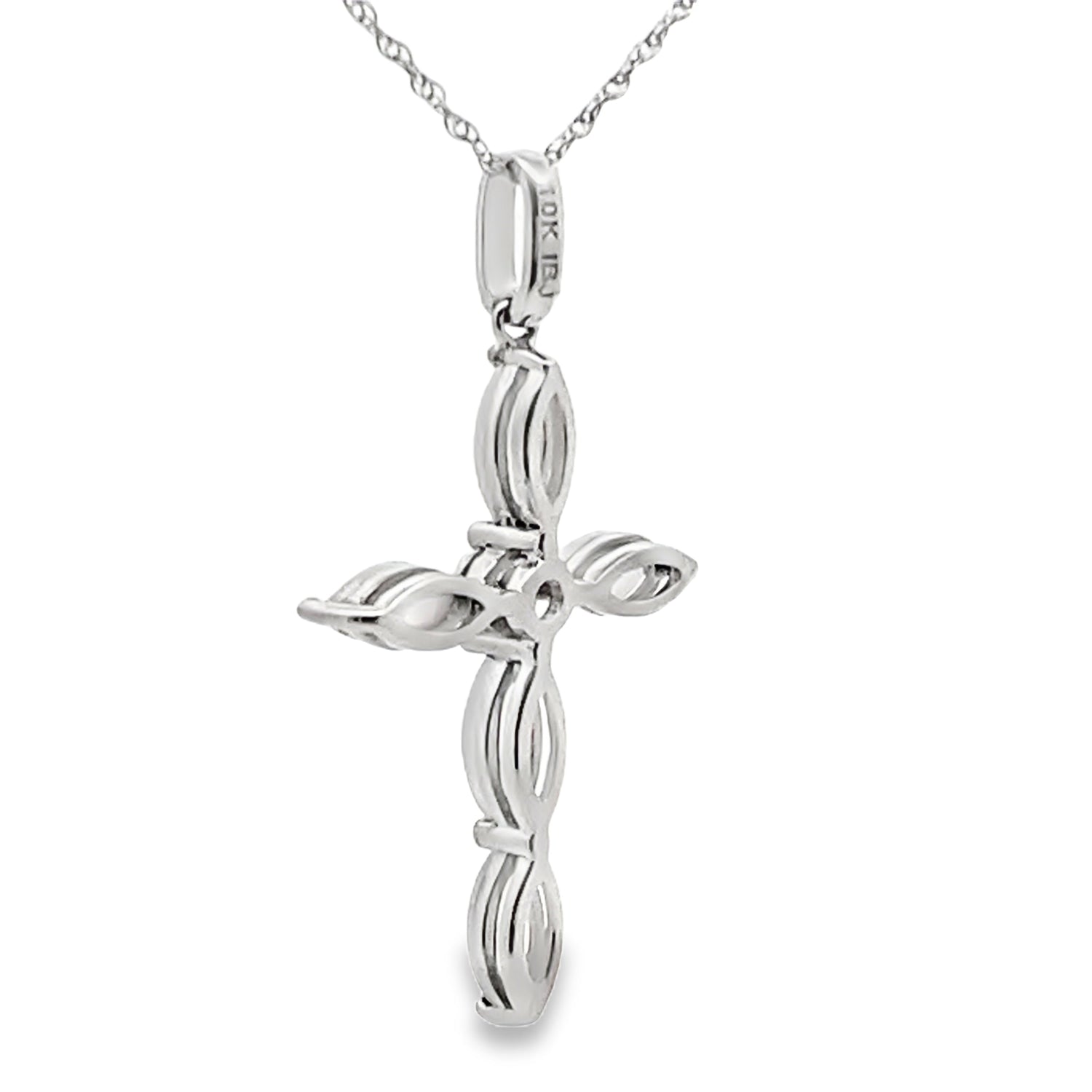 Opal Diamond Cross Religious Pendant 10KT White Gold by Bids.com