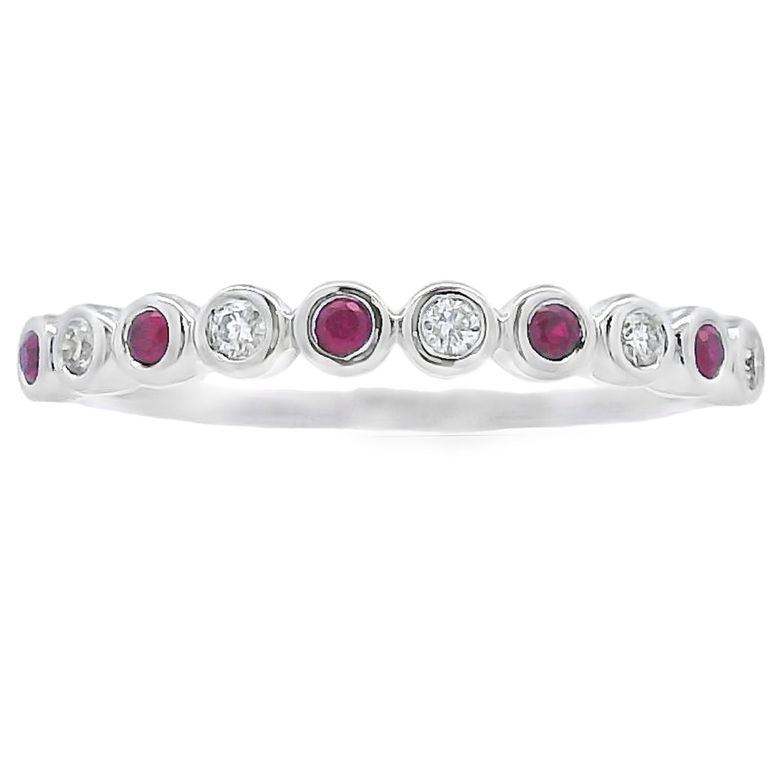 .18ct Ruby Diamond stackable band set 14KT White Gold by Bids.com