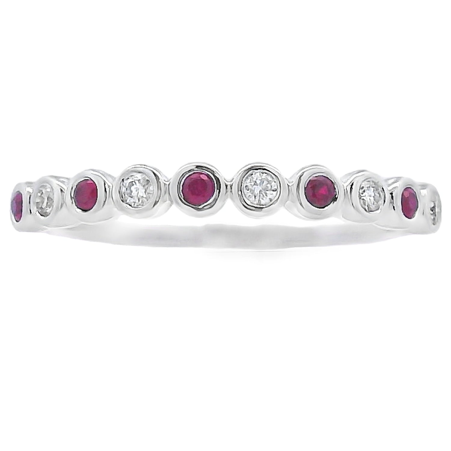 .18ct Ruby Diamond stackable band set 14KT White Gold by Bids.com