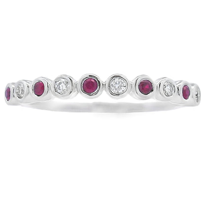 .18ct Ruby Diamond stackable band set 14KT White Gold by Bids.com