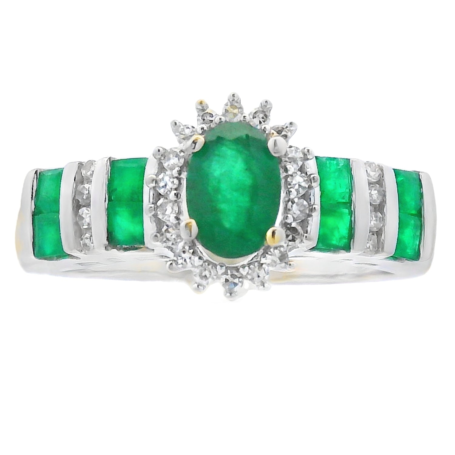 Genuine .80ct Emerald Diamond Ring 10KT White Gold by Bids.com