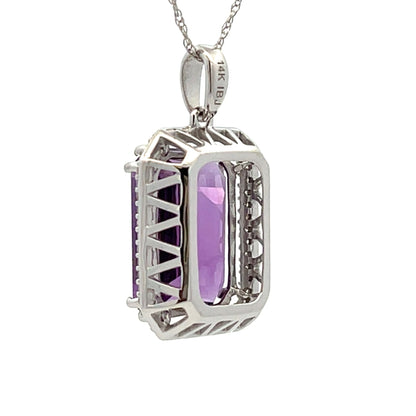 Amethyst Diamond Fashion Pendants 14KT White Gold by Bids.com