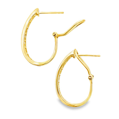 Genuine 1.00ct Diamond Hoop Earrings 14KT Yellow Gold by Bids.com