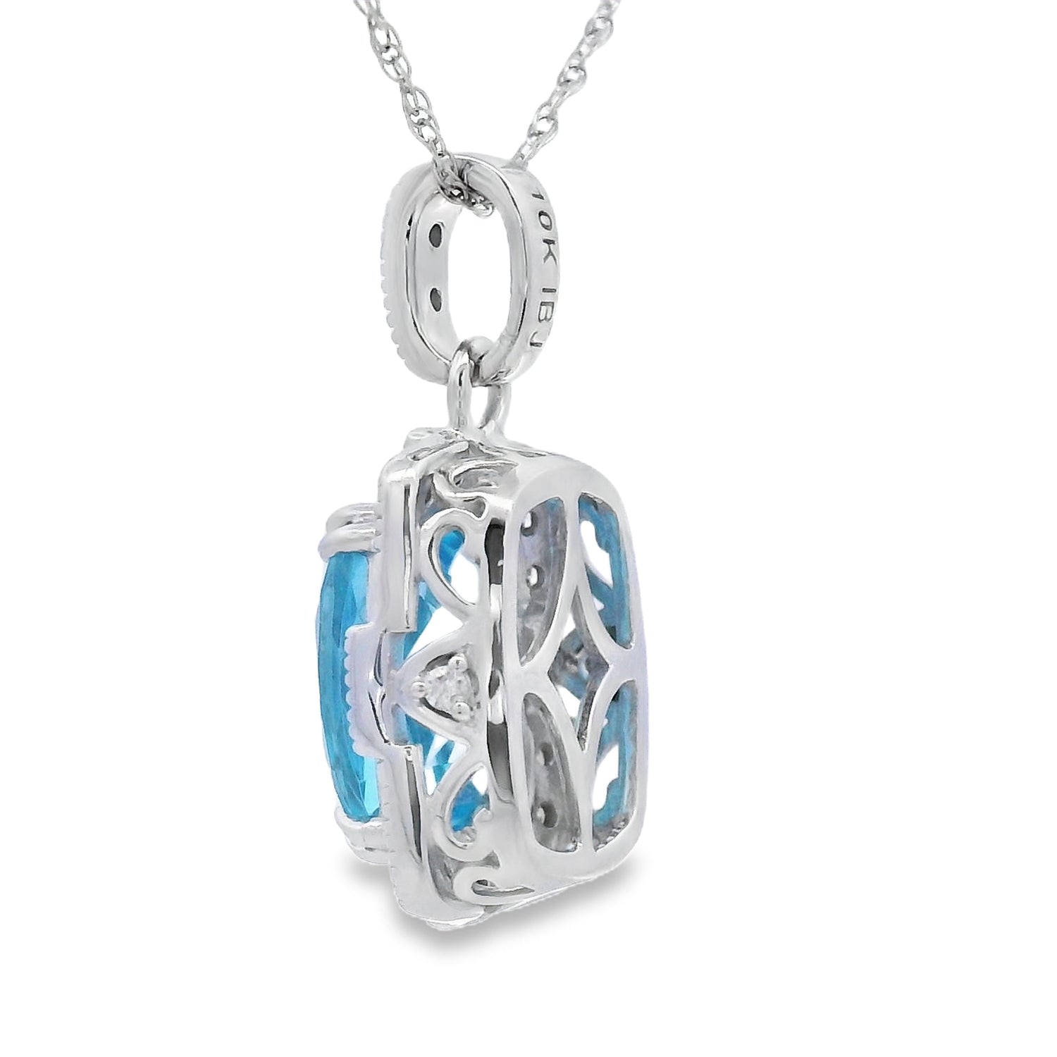 Blue Topaz Diamond Fashion Pendants 10KT White Gold by Bids.com