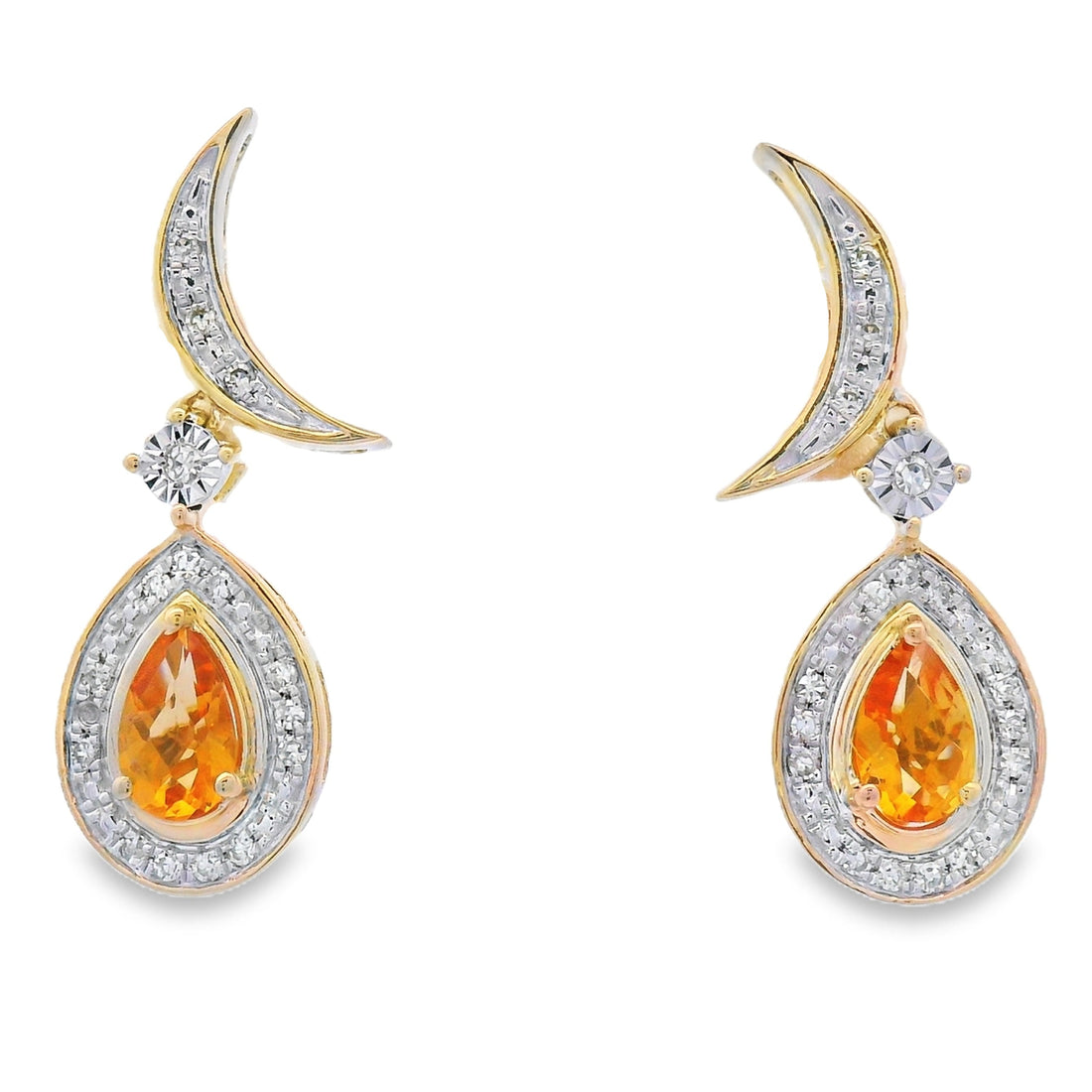 .48ct Citrine Diamond Dangle Earrings 10KT Yellow Gold by Bids.com